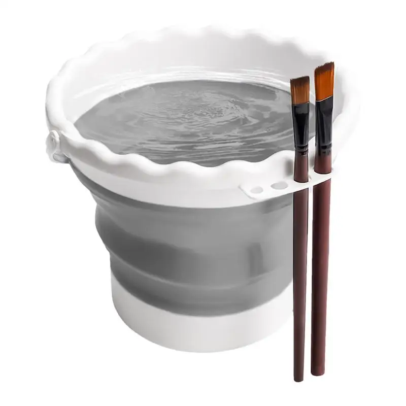 

Paint Brush Washing Bucket Watercolor Brush Cleaner Tool Silicone Foldable Oil Painting Supplies For Arts And Crafts Cleaning