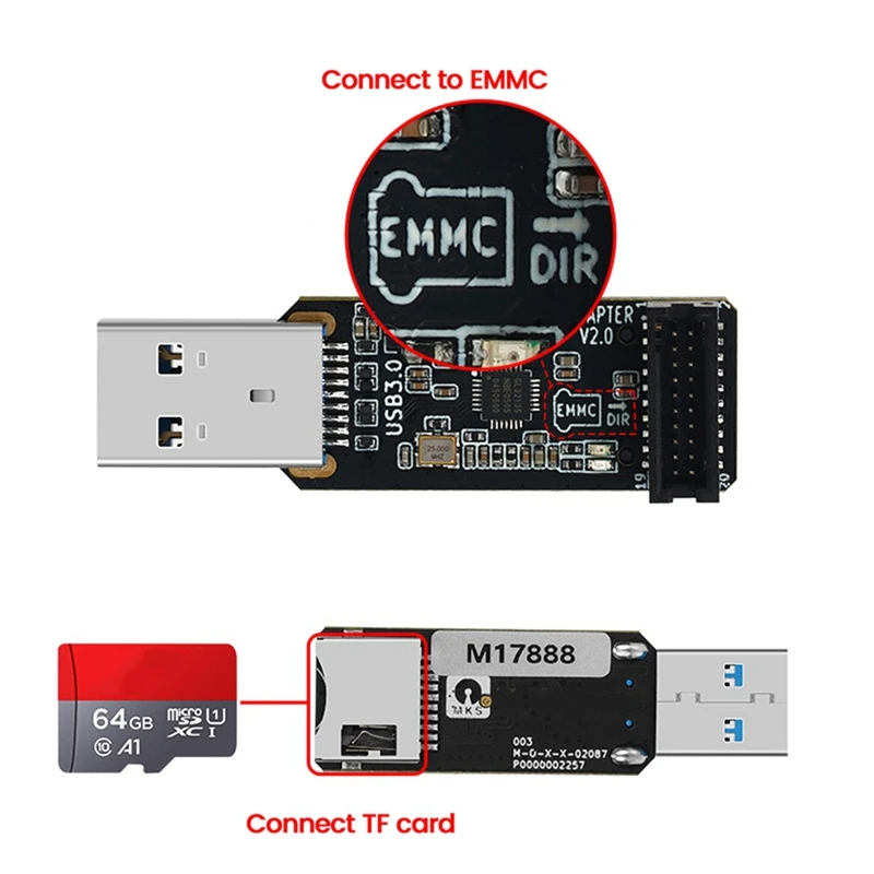 Accesorio para impresora 3D, máquina de impresión rápida, tarjeta de expansión de memoria, lector de tarjetas MKS EMMC 32G MKS EMMC-ADAPTER V2