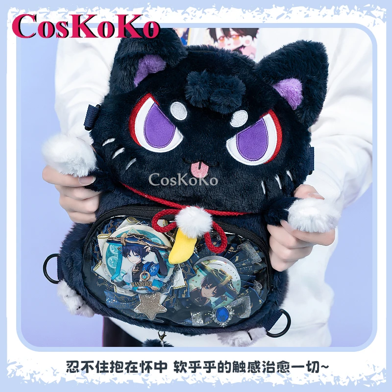 CosKoKo Scaramouche Bag Cosplay Game Genshin Impact Peripheral Lovely Plush Backpack Cat Cool Face Doll Bag Fashion Itabag New