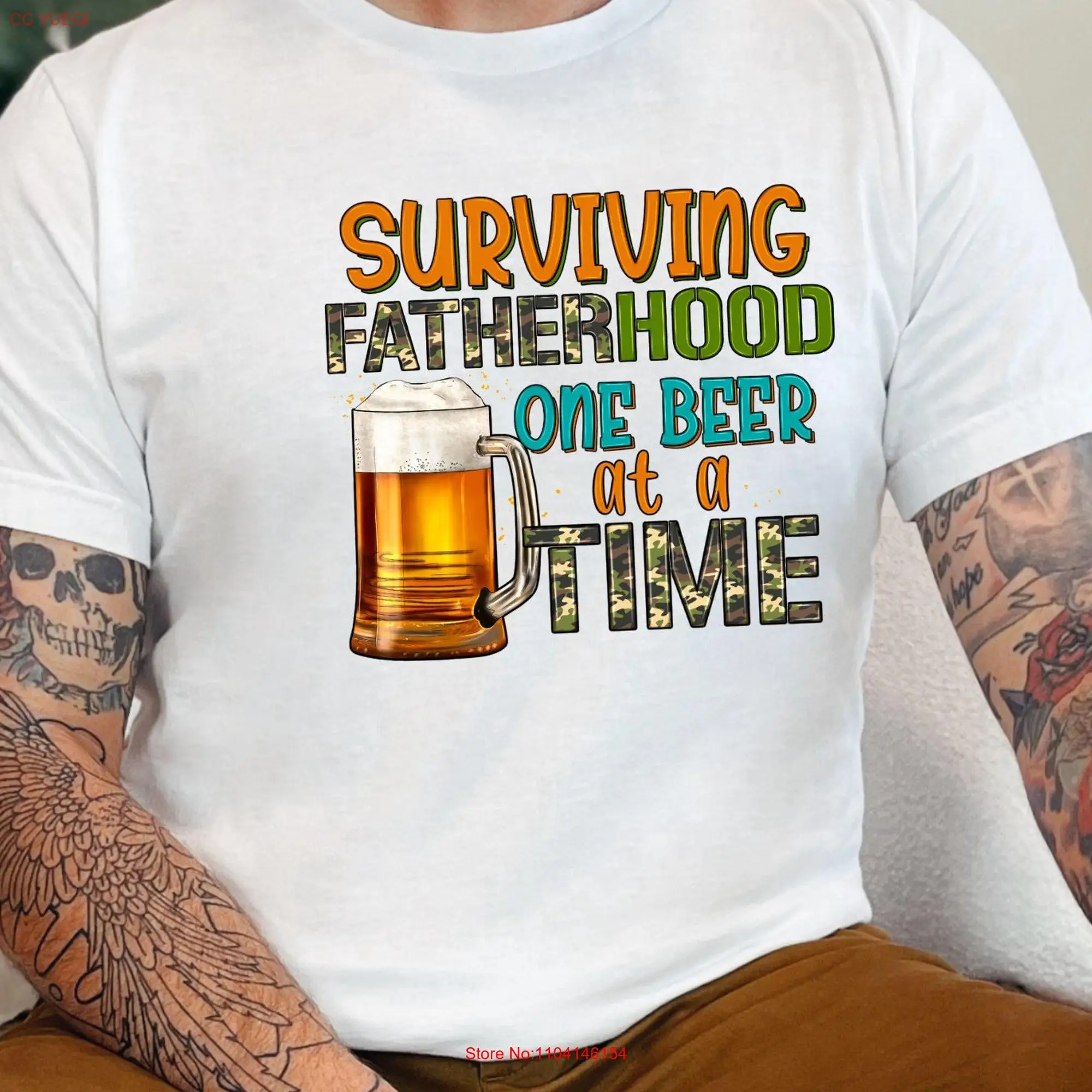 Surviving Fatherhood One Beer at a Time T Shirt Happy father's day For Friend dad Best Reel Cool long or short sleeves