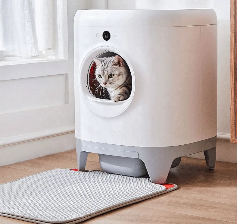 Pet Smart Auto Self Cleaning Cat  Box Automatic Cat Toilet with Mobile App Control Cat  Box Automatic Plastic White