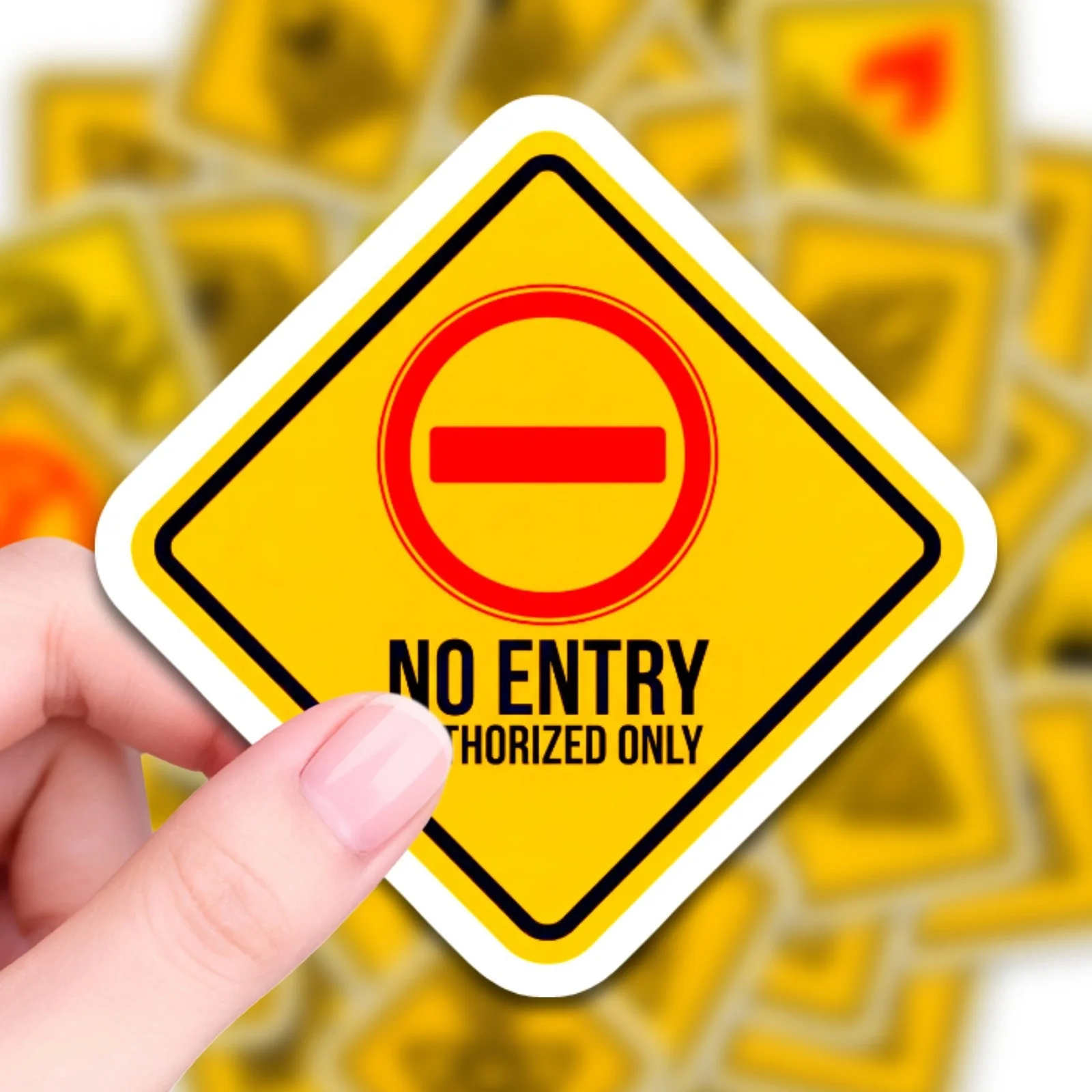 50-Pack Yellow Danger Warning Label Decals Waterproof Adhesive Stickers for Phones Tablets Guitars Helmets Notebooks Stationery view 3