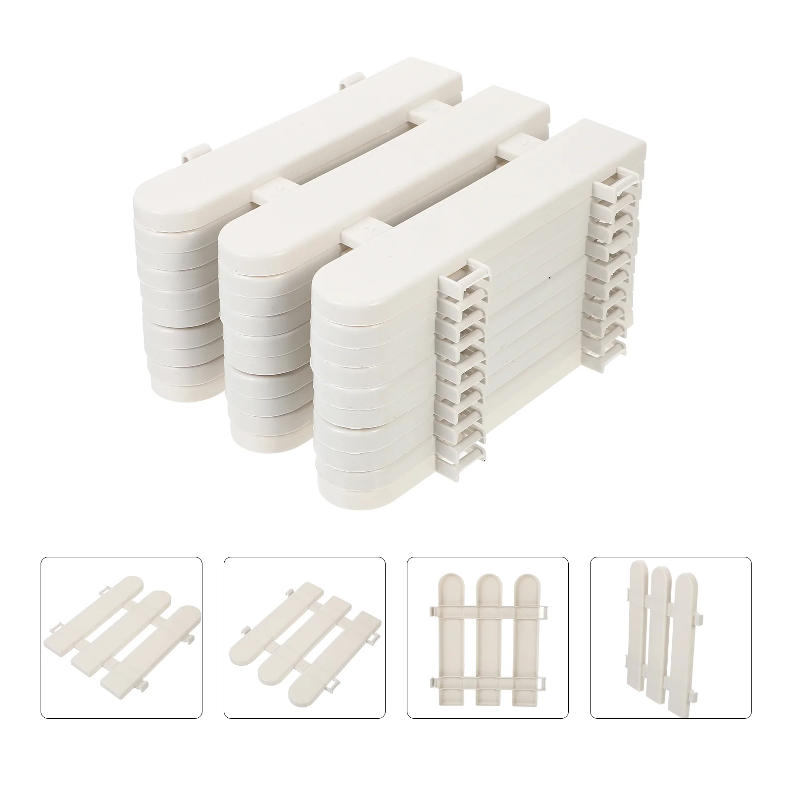 

10 Pcs The Fence Picket Path Courtyard Decorative Garden Plastic White Landscape Deck