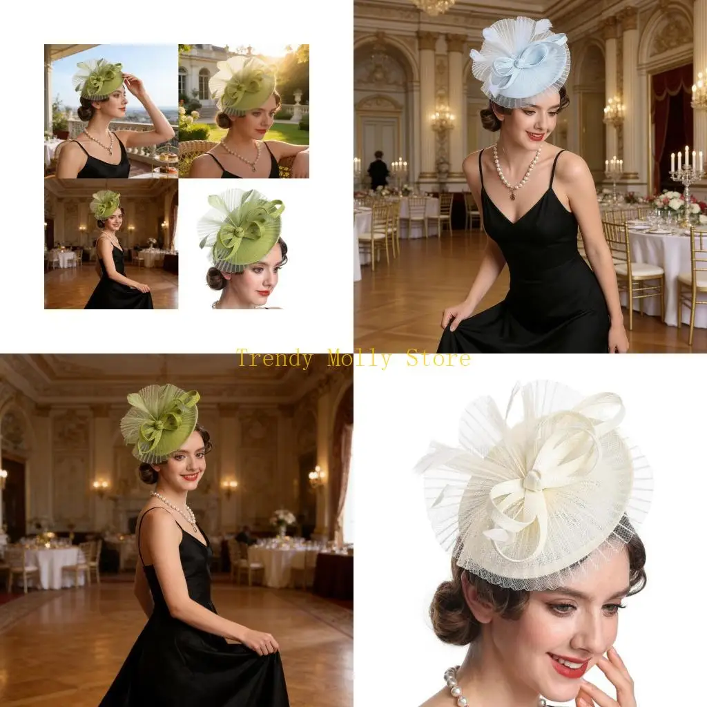 

N5KB Stylish Mesh And Headband Elegant Headwear For Evening Event