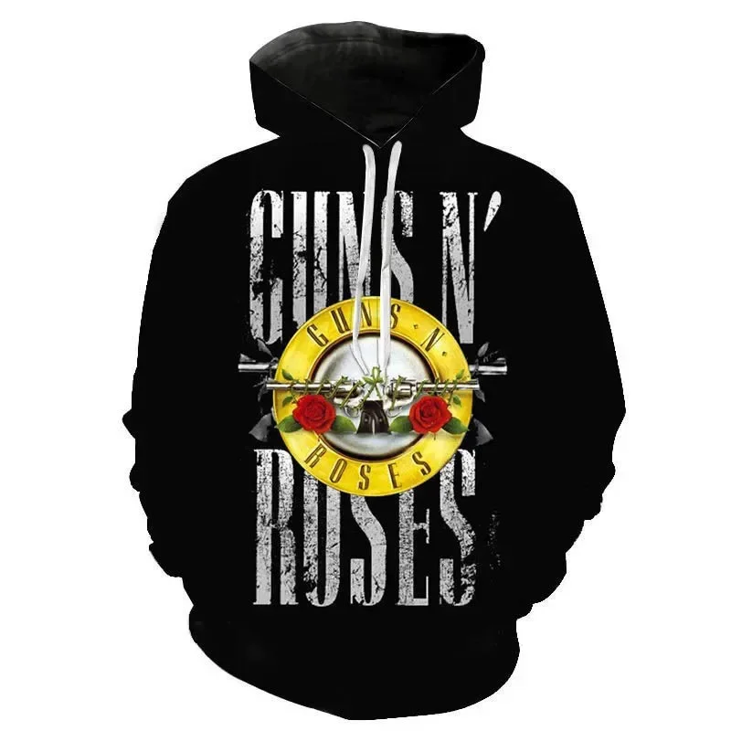 2024 Autumn Guns N Roses 3D Print Hoodies  Men Fashion Casual Sweatshirts Oversized Hoodie Men’ s Pullovers Tracksuit Clothing