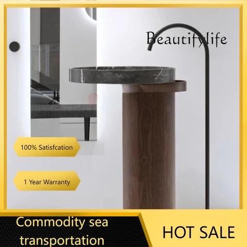 ZL Q Medieval retro style black marble floor-to-ceiling bed and breakfast club Wash hands and face column basin