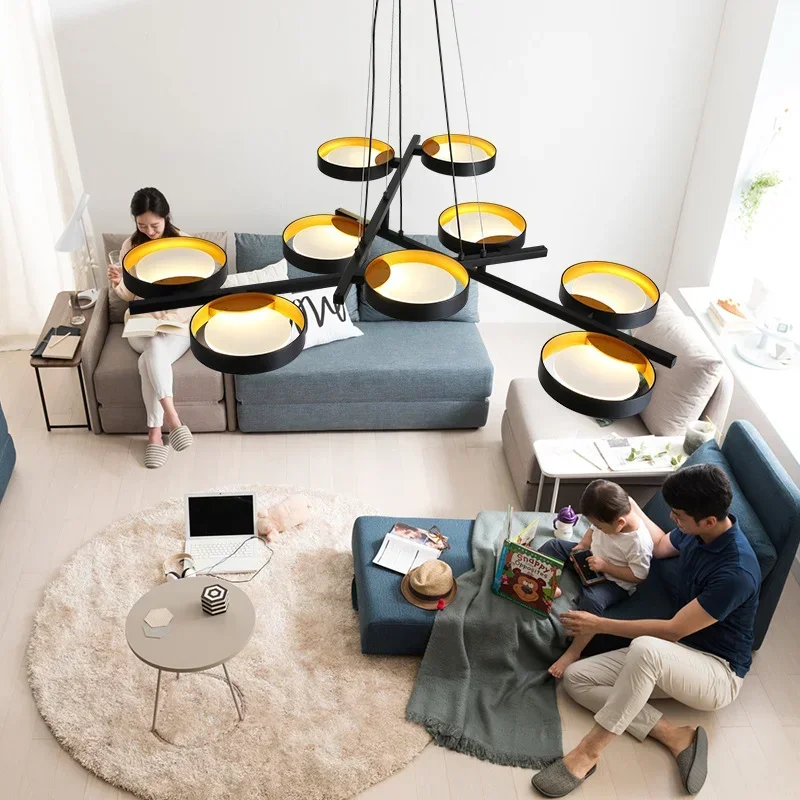 

Modern Ring Connecting Lights Led Pendant Lamp for Dining Living Room Center Table Lighting Suspension Design Lusters Luminaires