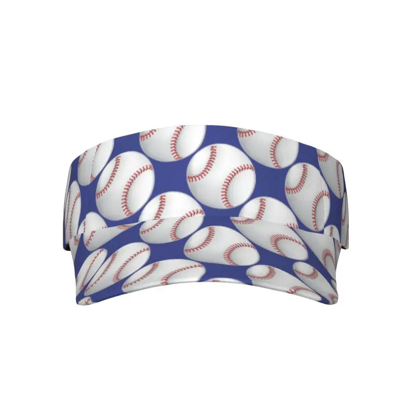 White Baseball Print Sports Sunscreen Visor Hats Adjustable Unisex Lightweight Cooling Empty Top Visor Hat for Baseball Tennis