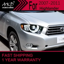 Car Lights for  Toyota Highlander LED Headlight 2007-2011 Highlander Head Lamp Drl Projector Lens Automotive Accessories