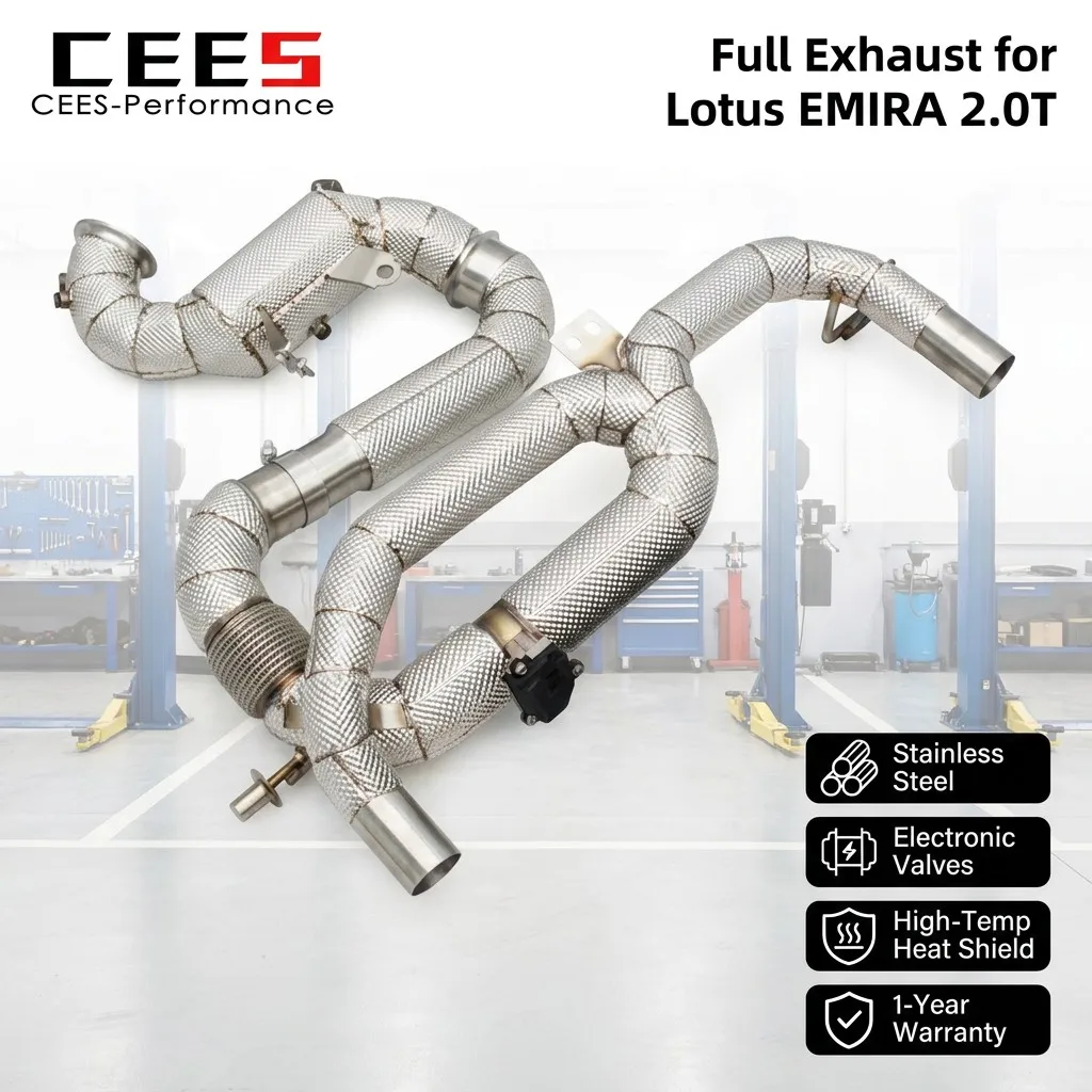 CEES Full Exhaust System for Lotus EMIRA 2.0T 2021-2025 Racing Exhaust Downpipe OPF Test Pipes with Heat Shield