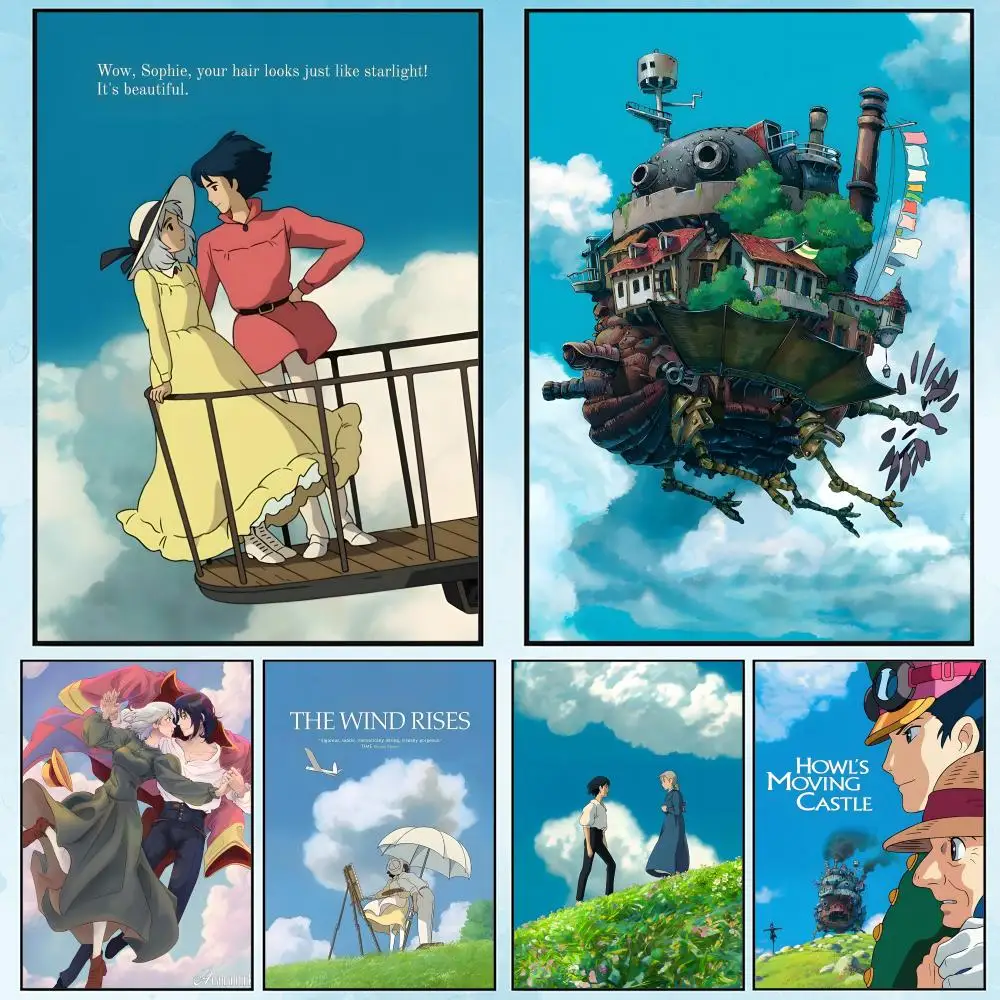 Anime h-Howls m-moving C-CastleS pintura caligrafía lienzo cartel: sin arrugas impermeable duradero todo el espacio decoración de pared