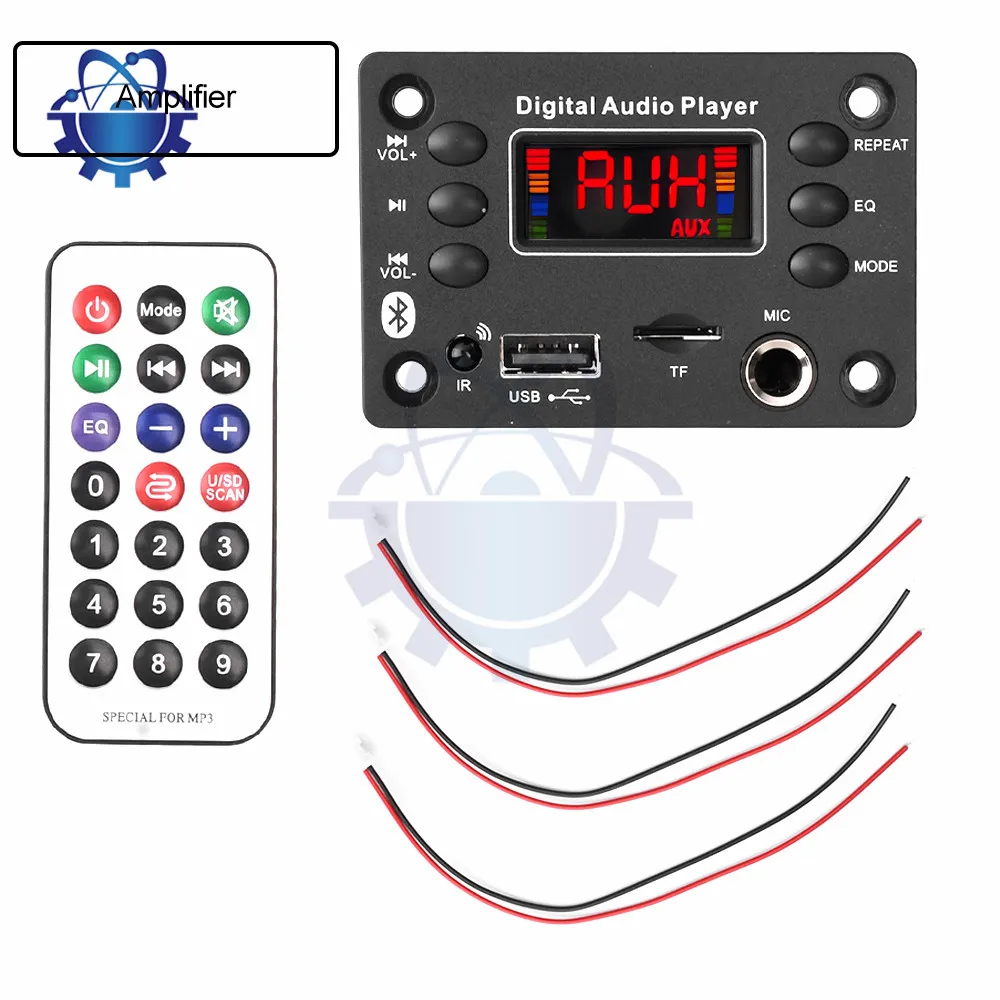 12V LCD MP3 Decoder amplificatore 2*5W Bluetooth 5.0 modulo ricevitore Audio APE FLAC WMA WAV Decoder microfono supporto Radio FM