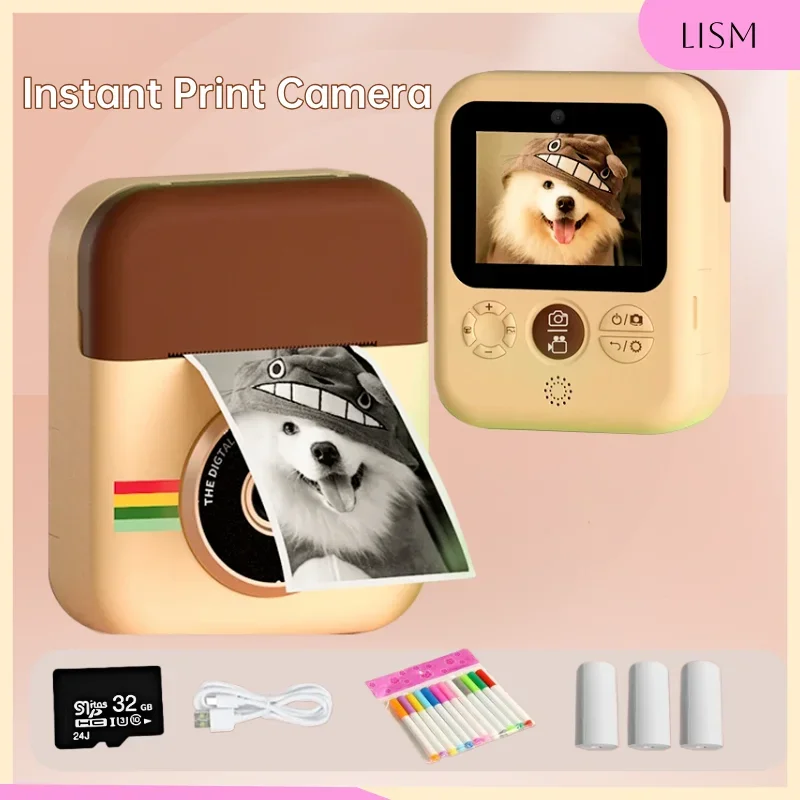 

LISM Pocket Printer CP08 Dual Lens Kid Instant Photo Printing Camera HD Video Recording with Thermal Paper Educational Toy