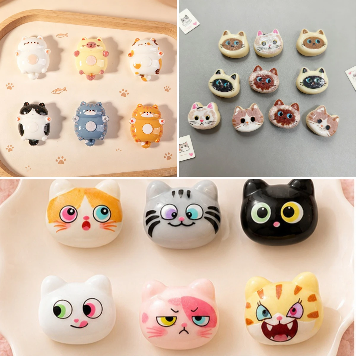 100pcs Kawaii Cartoon Cat Fat Meow Resin Flatback Cabochon DIY for Phone Case Hairpin Keychain Earrings Scrapbook Shoes Buckle