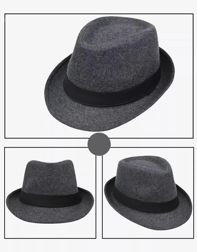 Hut für Männer, neuer Herbst-Winter-Stil, britischer Stil, Herren-Jazzhut, einfache schlichte Wollmütze, mittleres Alter und ältere Menschen, Gentleman-Hut – Detail 8