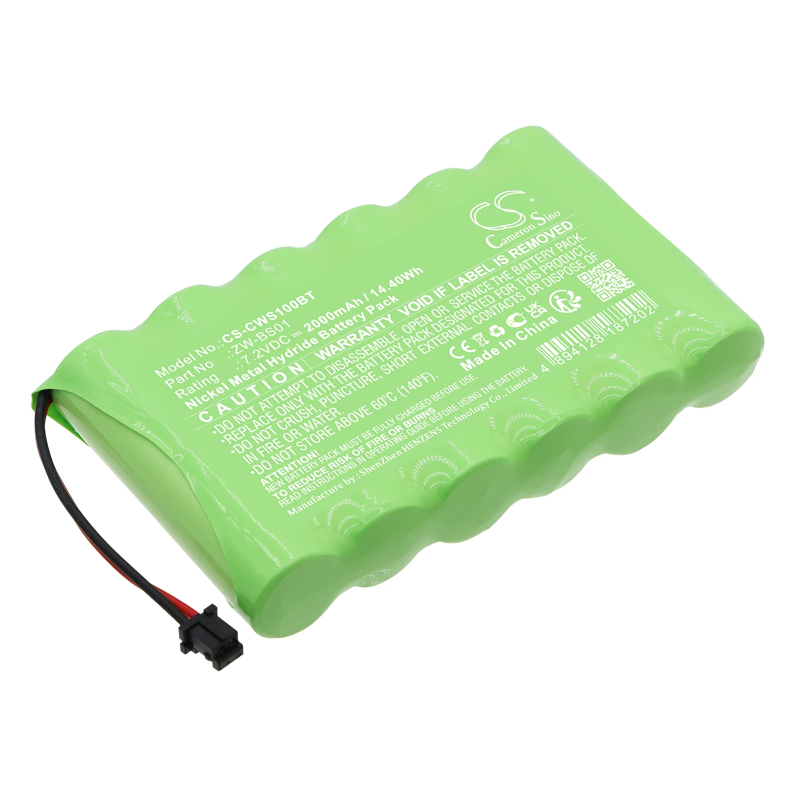 Alarm System Battery For CaddX ZeroWire Control Panel ZW-BS01 Capacity 2000mAh / 14.40Wh Color Green Type Ni-MH Volts  7.20V