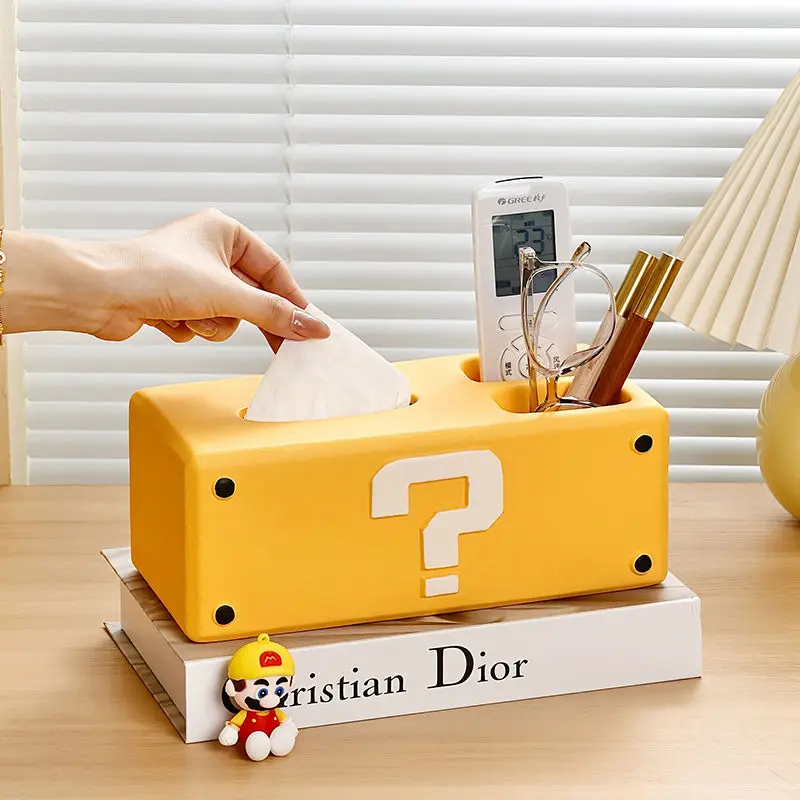 

Question mark storage ceramic tissue box, set light luxury high-end multi-function remote control storage box ornament