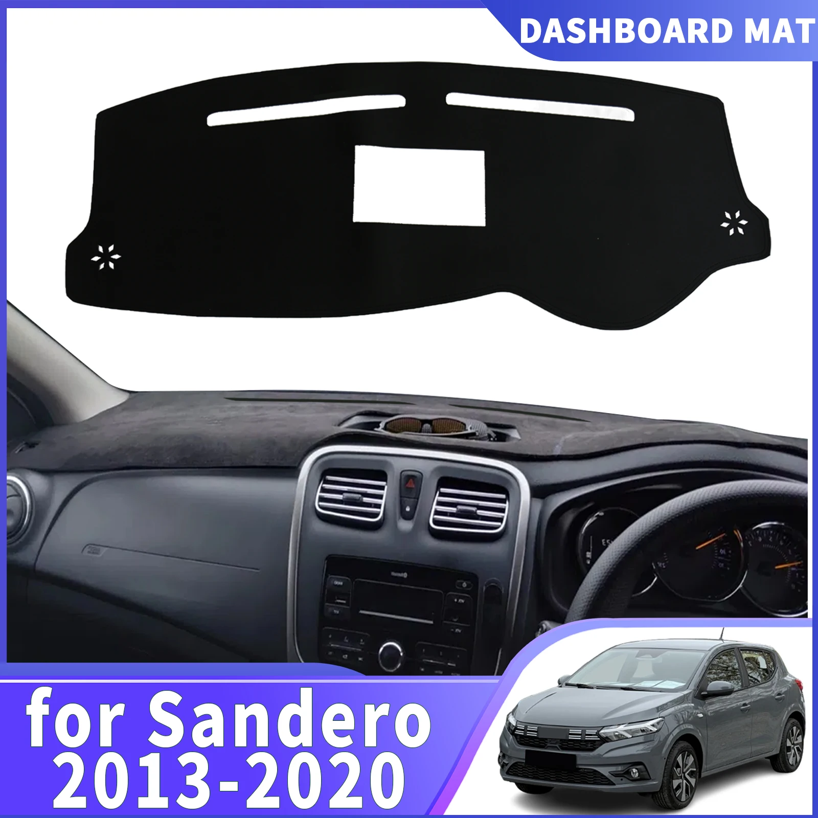 

for Dacia Renault Sandero 2020-2013 Stepway II 2 RS LHD Leather Dashmat Dashboard Cover Pad DashMat Sunshade Protective Carpet