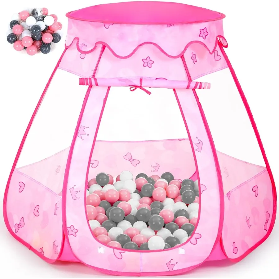 Baby Ball Pit for Toddler with 50 Balls Pop Up Play Tent for Girls Princess Toys for Indoor Outdoor Playhouse with Carry Bag