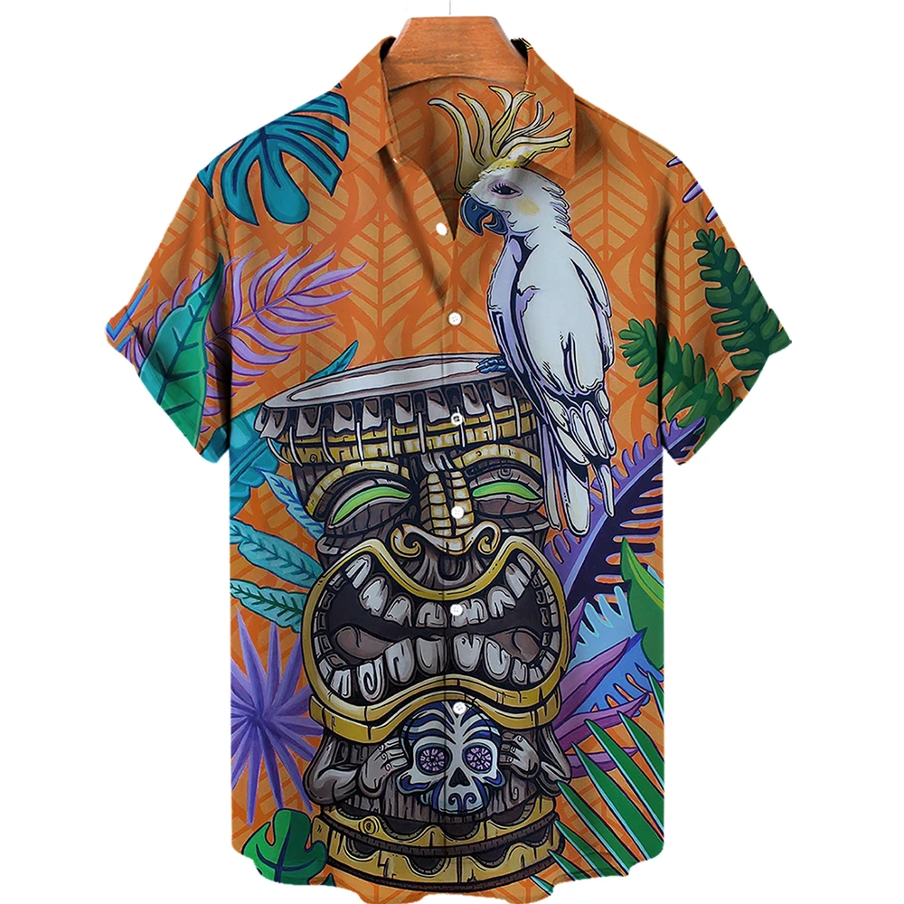 2023 Men\'s Hawaiian 3d Shirts Streetwear Short Sleeve Cotton Oversized Summer Camisa Floral Masculina Blouse Retro