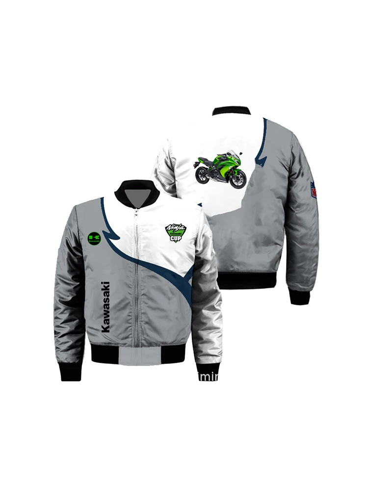 Spring and Autumn Cross border New Kawasaki 3D Digital Cotton Jacket Street Youth Handsome Cool Pilot Jacket