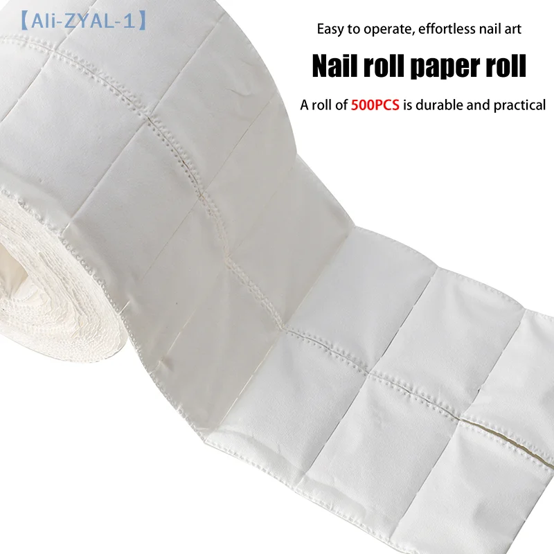 【ZYAL-1】500 uds/rollo de esmalte de uñas en Gel UV, almohadillas de limpieza de algodón, toallitas para uñas sin pelusa, maquillaje, remojo, arte de uñas