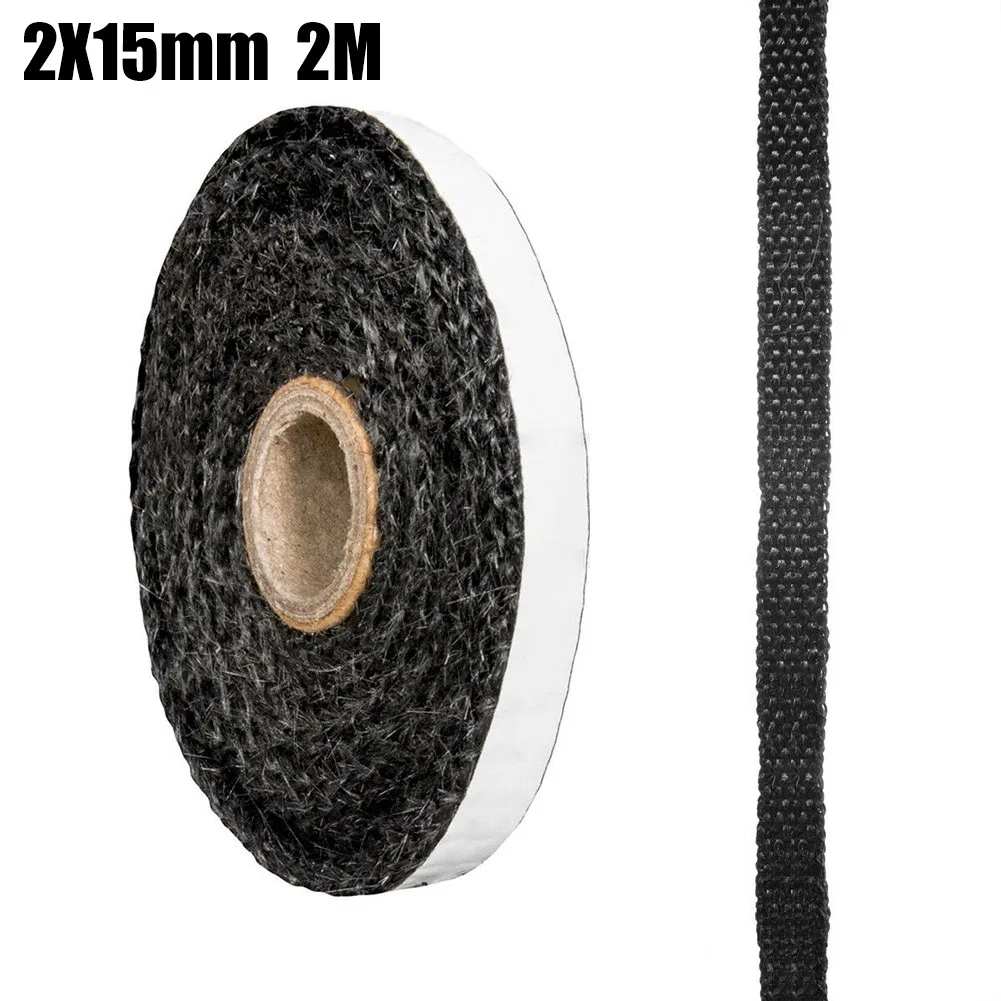 10/15mm Black Flat Stove Rope Fiberglass Rope Self Adhesive Glass Seal Stove Fire Rope High-Temperature Fiberglass Sealing Rope