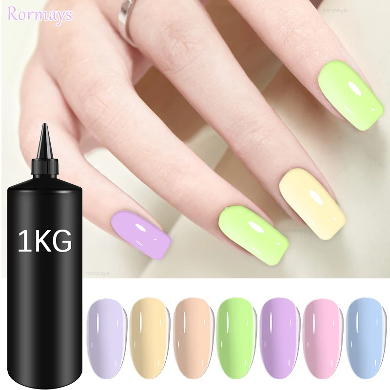 Rormays 1KG Macaron Series Gel Nail Polish Purple Varnish Gel UV LED Semi Permanent Nail Salon Professional Gel Nail Polish DIY