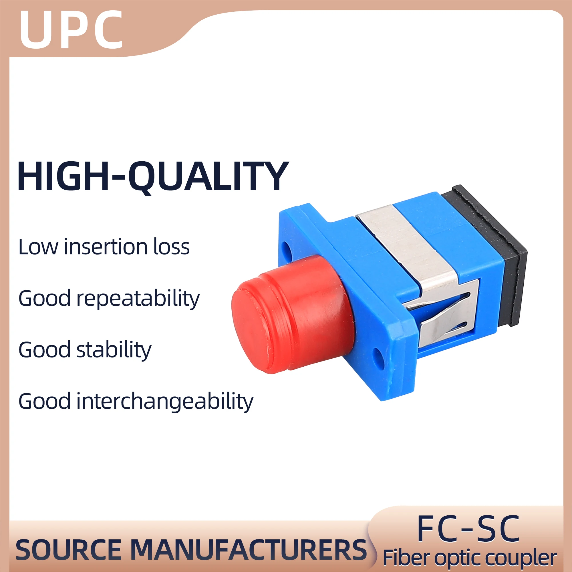 

50/100/150/200Pcs FC-SC Plastic Single Simplex Flange Adapter Fiber Coupler For Communication