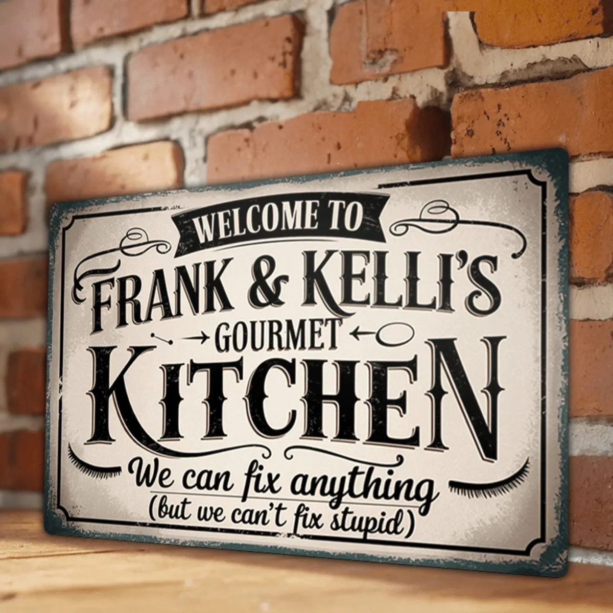 Placa de Aluminio con Nombre de Chef Estilo Desgastado de 8x12 Pulgadas - Decoración de Pared de Cocina Personalizada, Regalo para Papá, Letrero de Cocina Gourmet