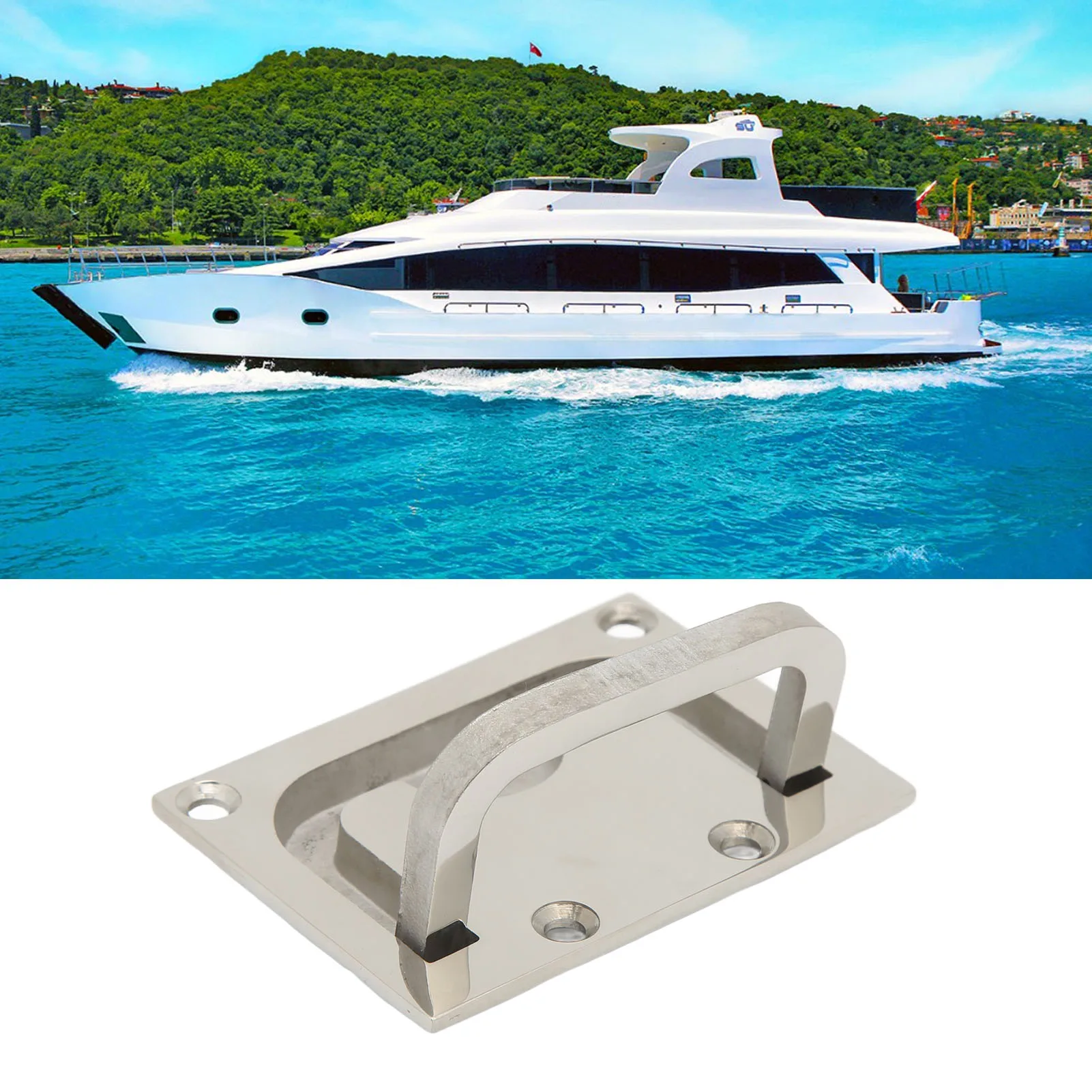 Boat Ring Pull Handle 316 Stainless Steel Marine Flush Lifting Handle Rectangular Grip Latch Boat Accessories