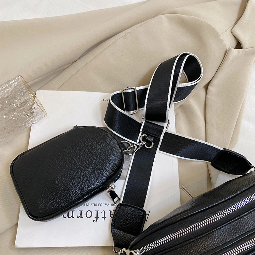 حقيبة صدر متعددة الجيوب، حقيبة ساعي البريد للسيدات من جلد البولي يوريثان، كاجوال مع محفظة صغيرة ناعمة ومحمولة وقابلة للتعديل للتسوق للفتيات #5