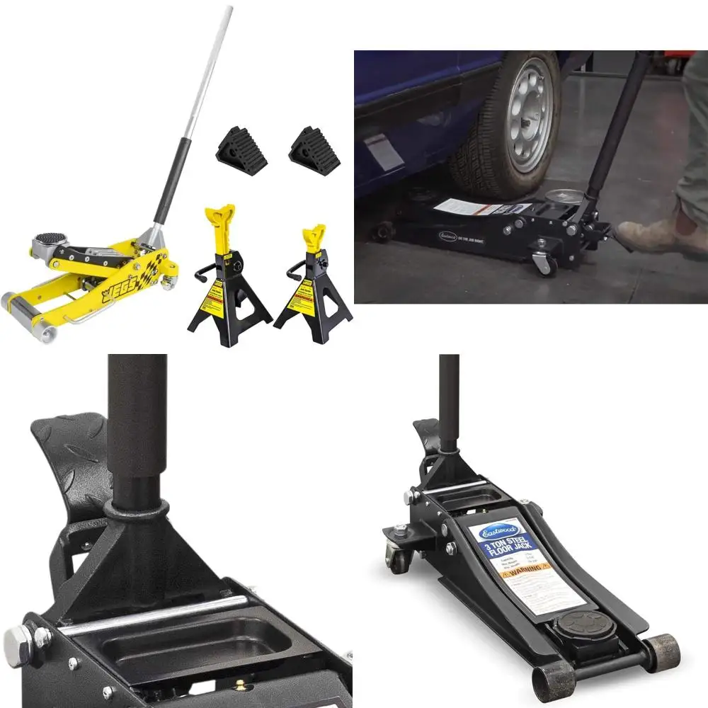 

3-Ton Aluminum Floor Jack Kit with Stands and Wheels for Heavy Lifting and Stability