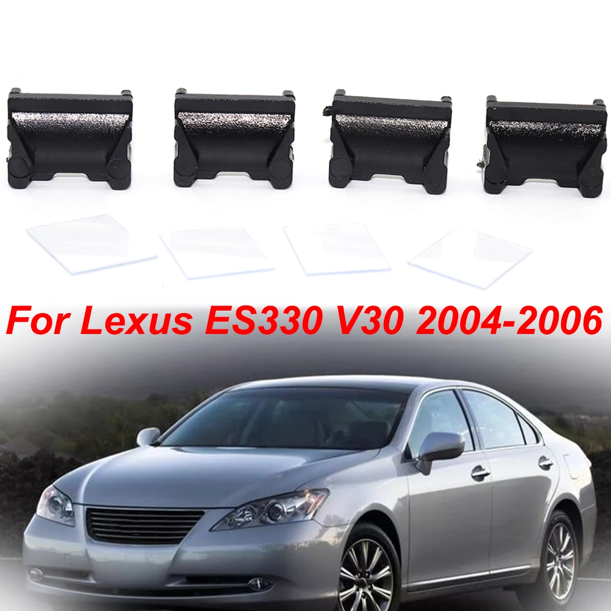 

4Kit For Lexus ES330 V30 2004 2005 2006 New Door Hinge Stop Bracket Check Strap Repair Kit Stopper Damping Spring Clips Black