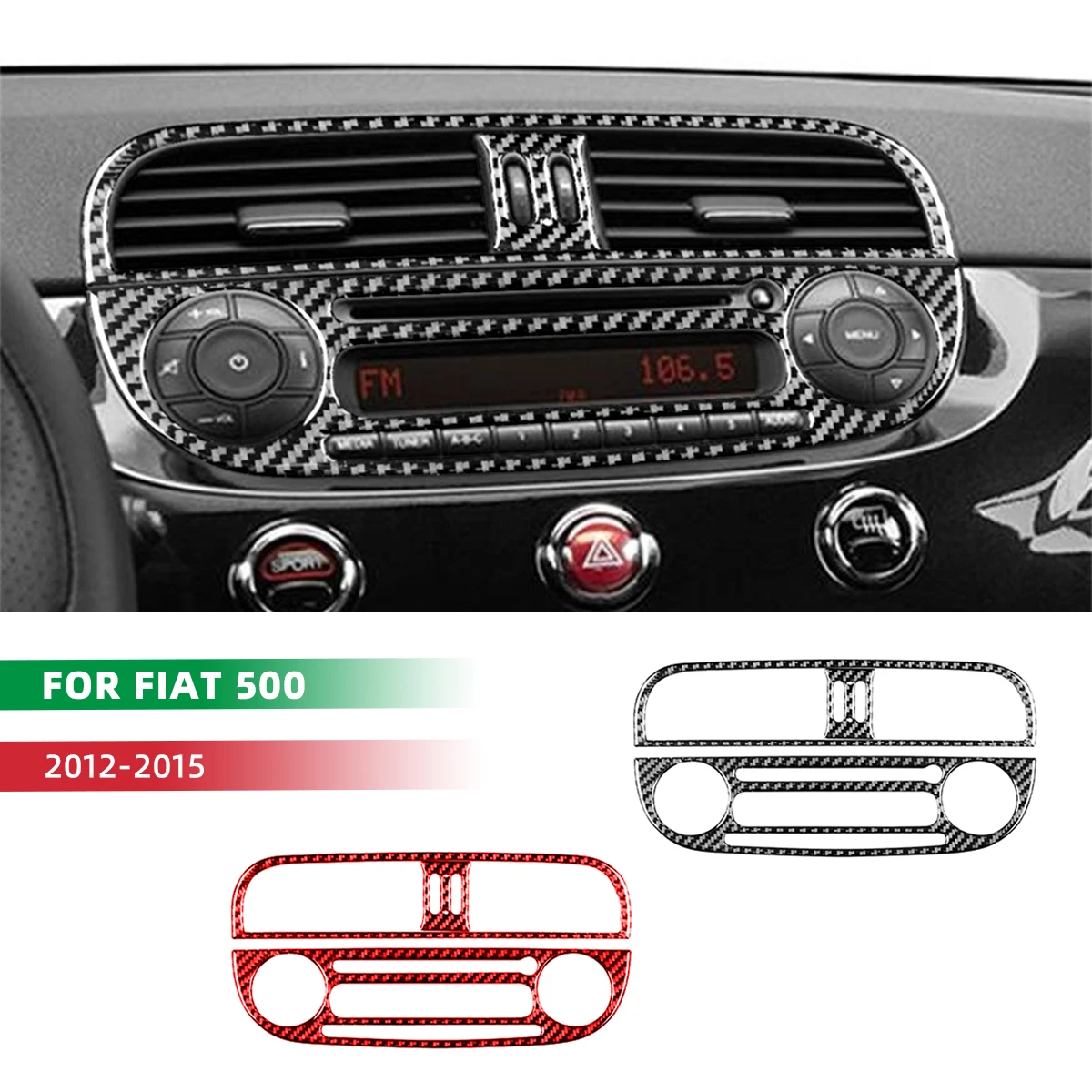 Real Soft Carbon Fiber Sticker For Fiat 500 2008 2009-2014 2015 Car Center Console Air Outlet CD Control Accesorios Para Auto