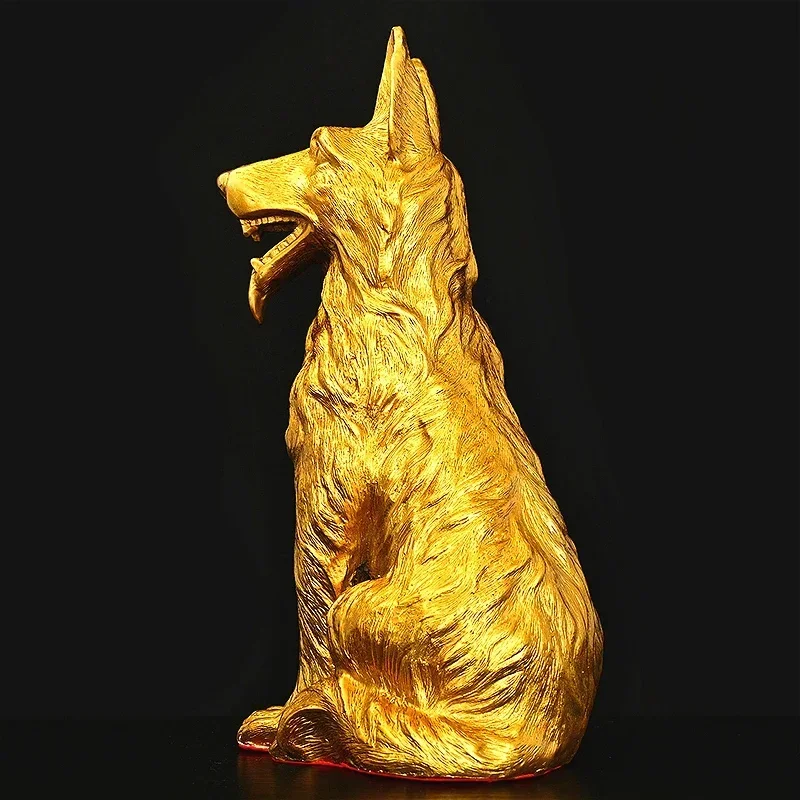 Ship Large Pure Copper Wolf Dog, Home Zhaocai Art Creative Decoration, Guard Dog Guard Copper Dog Arts and Crafts Holiday Gifts