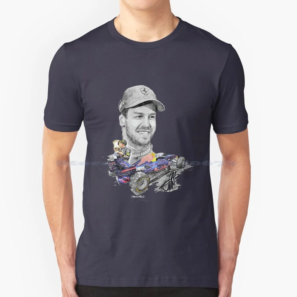 Sebastian Vettel Pencil Drawing T Shirt 100% Cotton Tee Sebastian Vettel 5 Sebastian Vettel 2021 Sebastian Vettel Team Driver