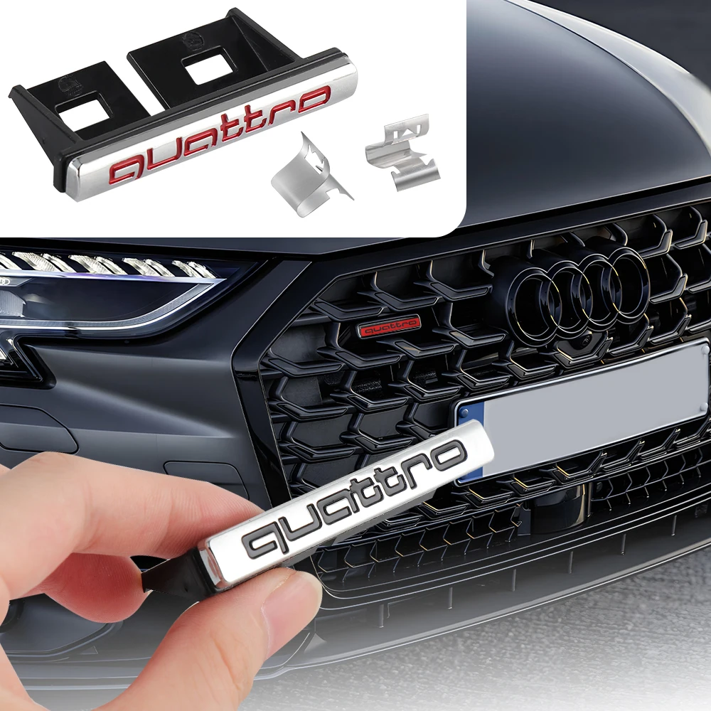 3D Black Car Logo Quattro Emblem Front Grille Badge Rear Trunk Sticker For Audi A1 A2 A3 A4 A5 A6 A7 A8 Q2 Q3 Q5 Q7 S3 S4 S5 S7 view 6