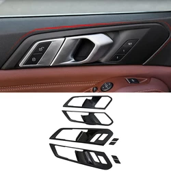 ABS Carbon Fiber Car Inner Door Handle Bowl Panel Covers for BMW X5 G05 2019-2021