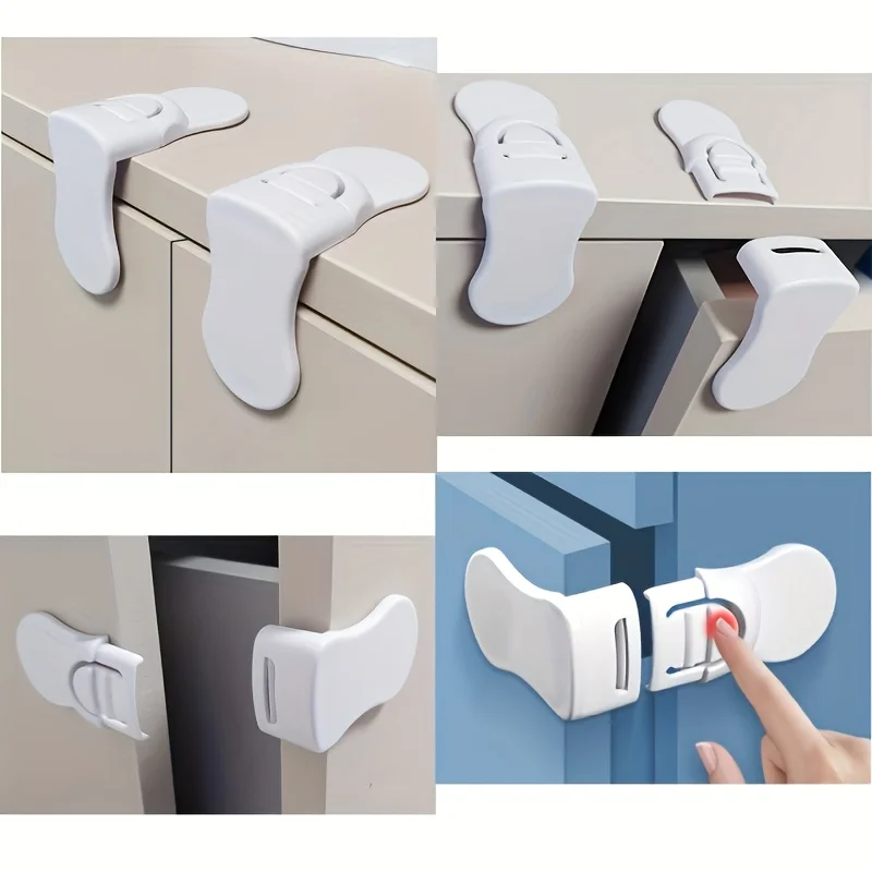 6pcs Baby Safety Locks, Suitable for Cabinets, Drawers, and Refrigerators - Easy Installation, No Drilling Required