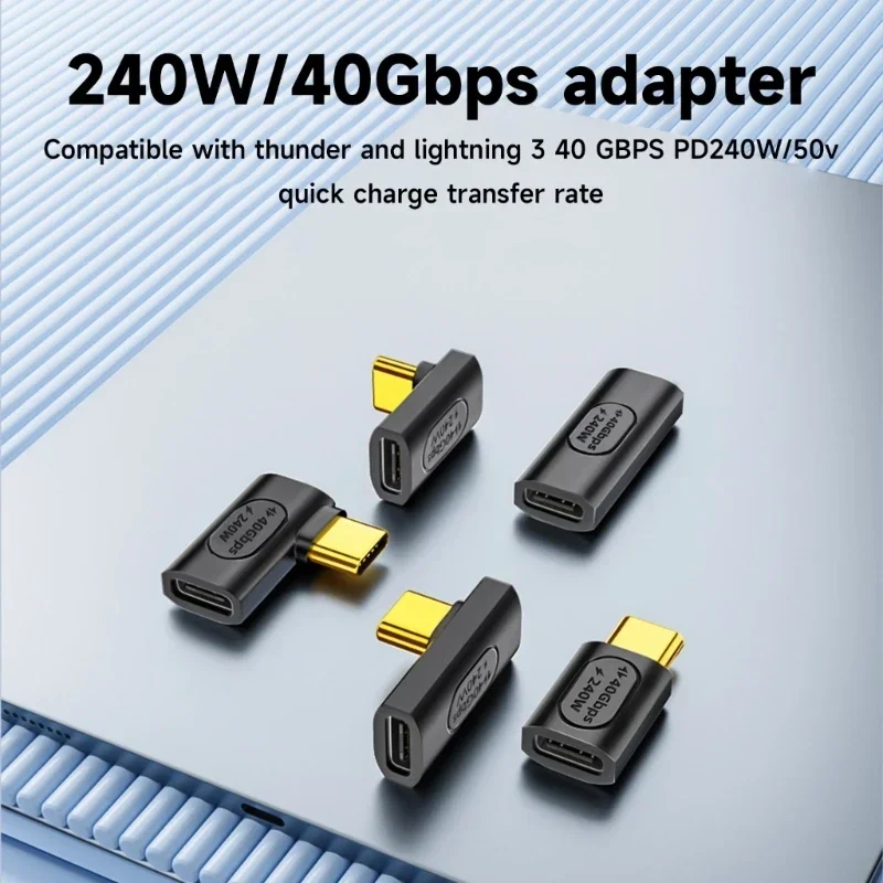

Адаптер-удлинитель для быстрой передачи данных, 240 Вт, USB C, 90/180 градусов, Type C «Папа-мама», OTG, 40 Гбит/с