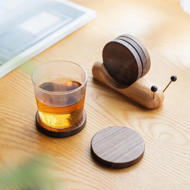 Creative Desktop Snail-Shaped Wooden Coasters,Heat-Resistant Pads,Decorative Ornaments,Heat-Resistant Pads,Pot Holders,Bowl Mats
