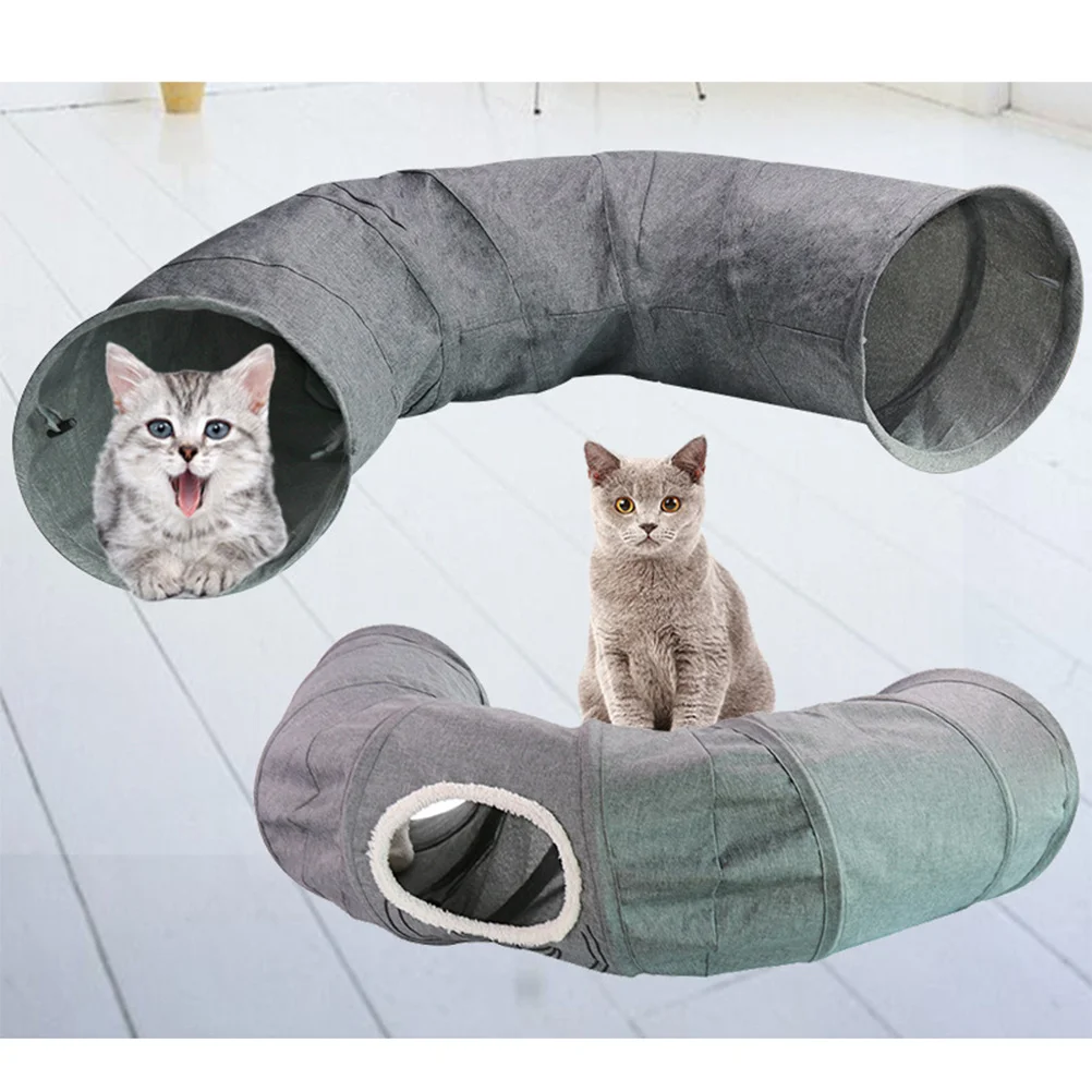 

Cat Tunnel Cloth Material Fun Small Pets Play Training Smart Easy Clean Store Foldable Space Saving Cat Tunnel