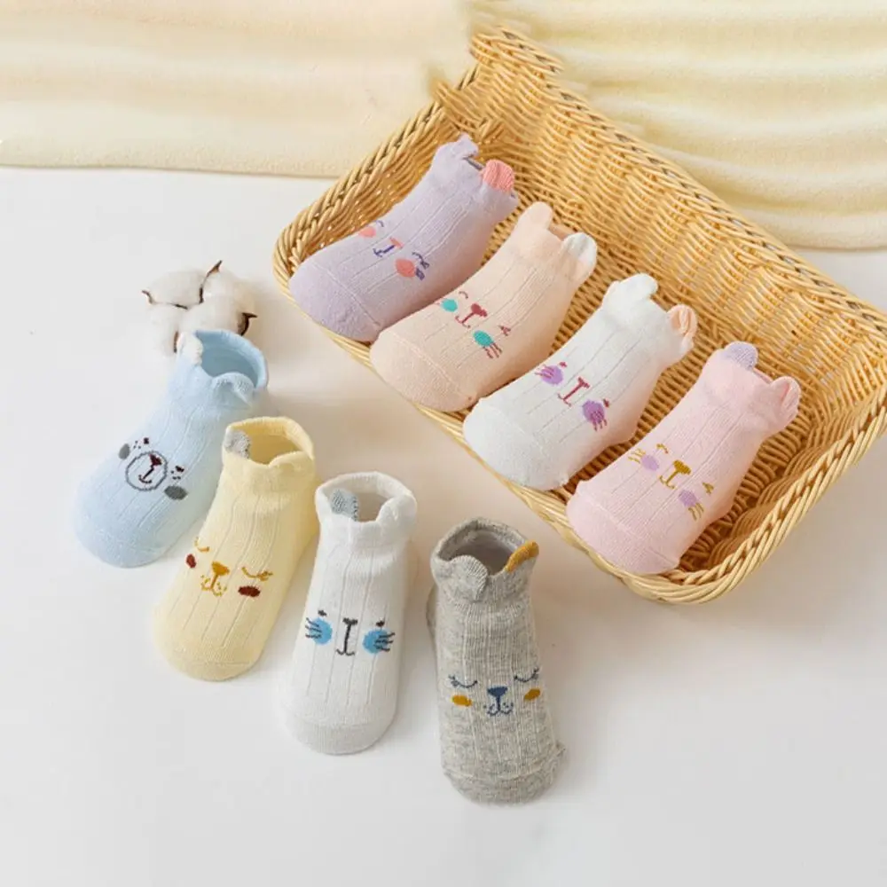 

8Pairs Bear Ears Baby Cotton Socks Breathable Autumn Spring Toddle Short Tube Socks Cute Cat Rabbit Children Cartoon Socks