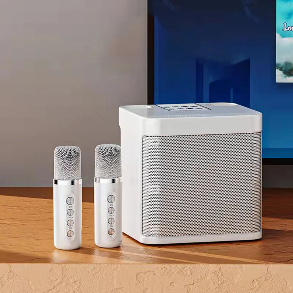 

Портативная караоке-машина с двумя микрофонами для взрослых и детей, домашняя колонка, система КТВ, HIFI, стерео Bluetooth-микрофон для домашней вечеринки, подарки