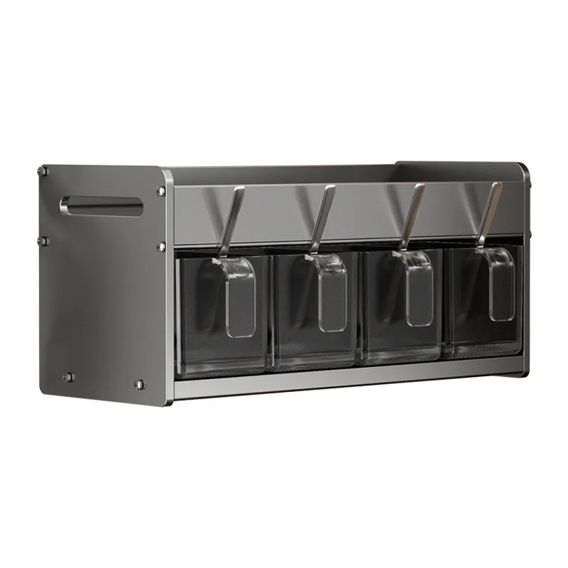 

Multifunctional wall-mounted non-punching seasoning rack storage box oil, salt, sauce and vinegar storage rack