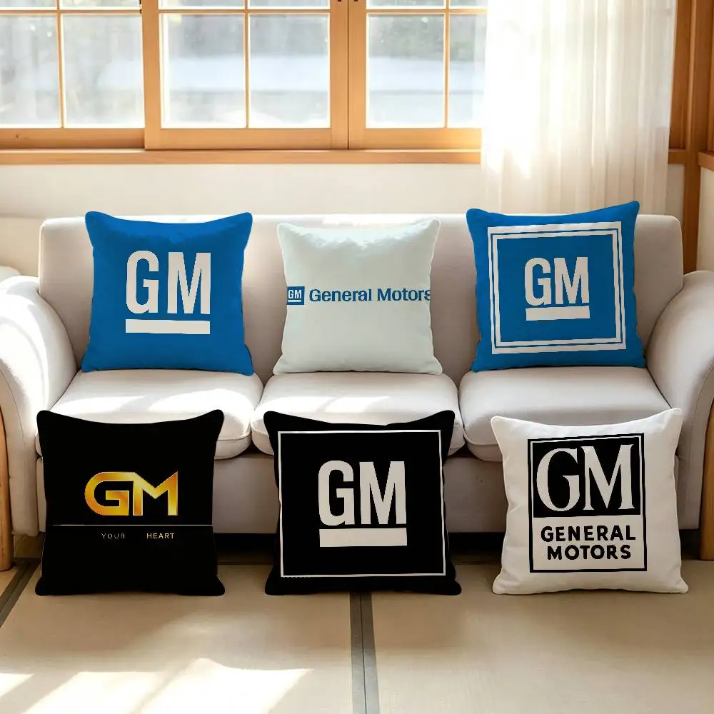 Logo Pillow Case Plush Fabric Soft Double Sided Print Sofa G-General Cushion Cover Throw M-Motors Pillow Covers