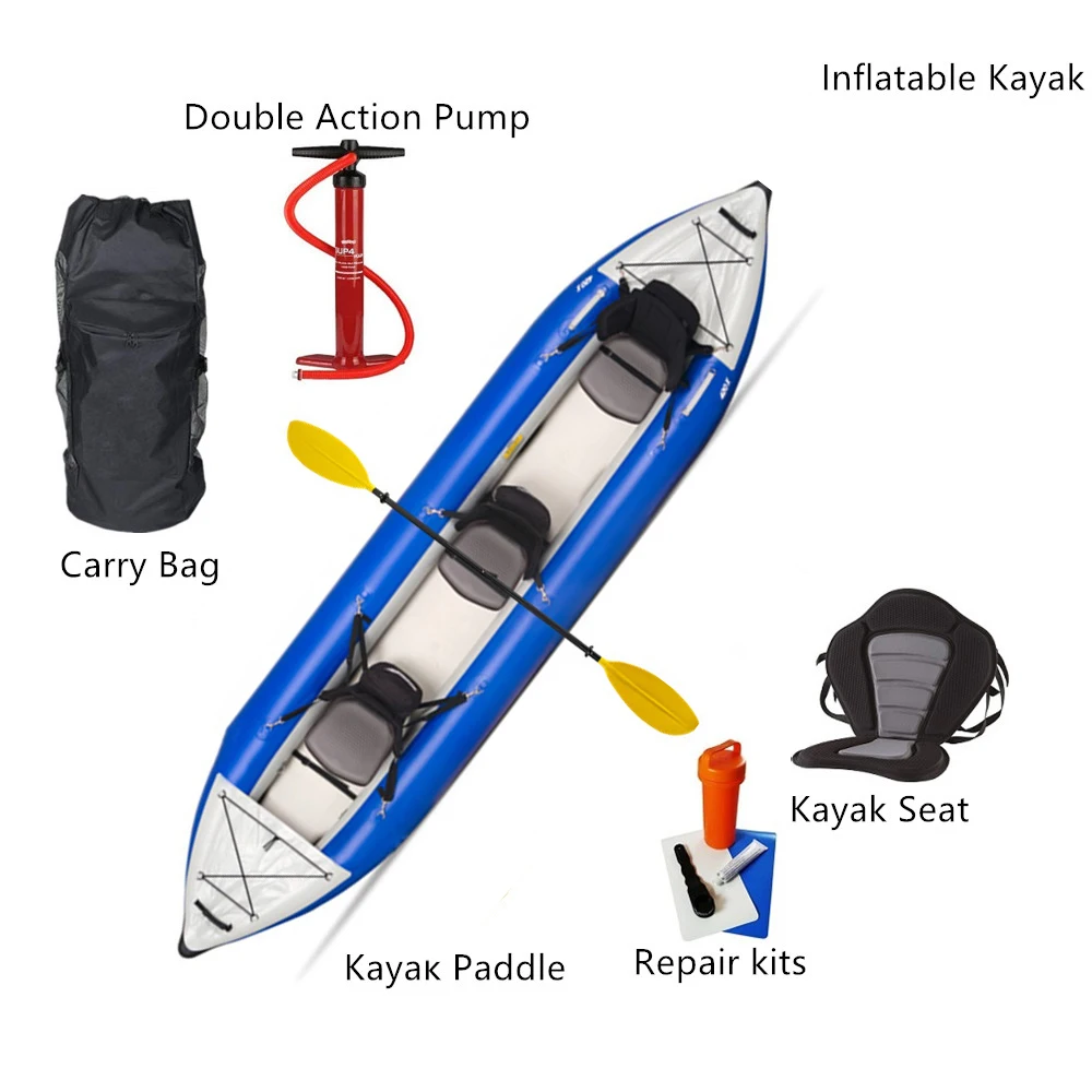 Outdoor Fishing Row Touring 3 People Inflatable Kayaking Canoe on Sale