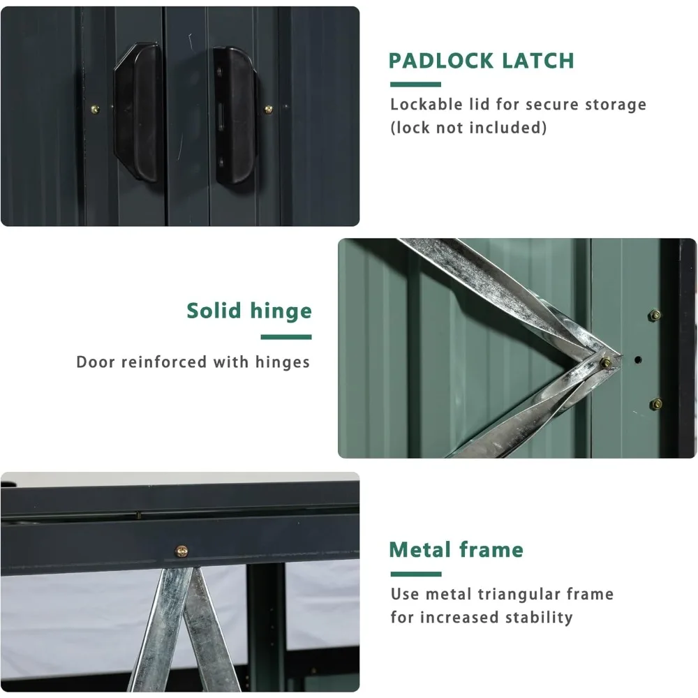 금속 야외 쓰레기통 보관함, 정원 쓰레기통용 아연 도금 강철 보관함