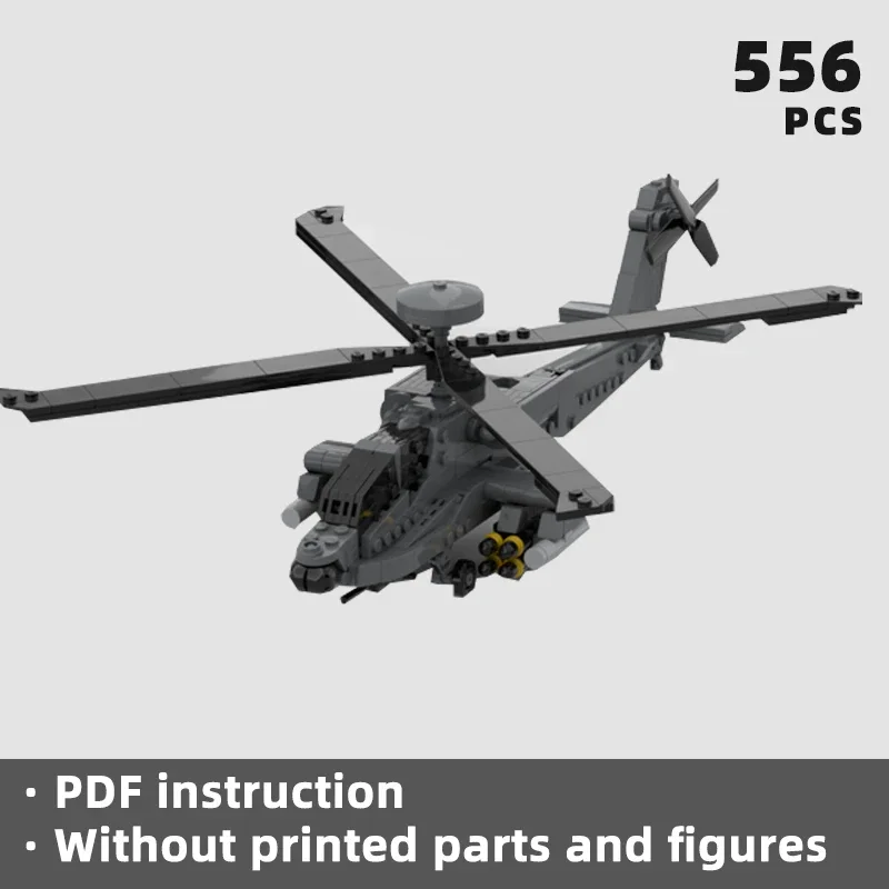 

detailed US AH-64 Apache attack helicopter bricks military combat missile aircraft blocks rotorcraft aviation army moc display